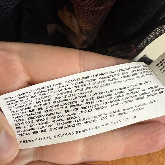 NEW Desigual Slim Midi Dress Black Mesh Overlay Floral Polka Dots Size XS - Picture 4 of 5